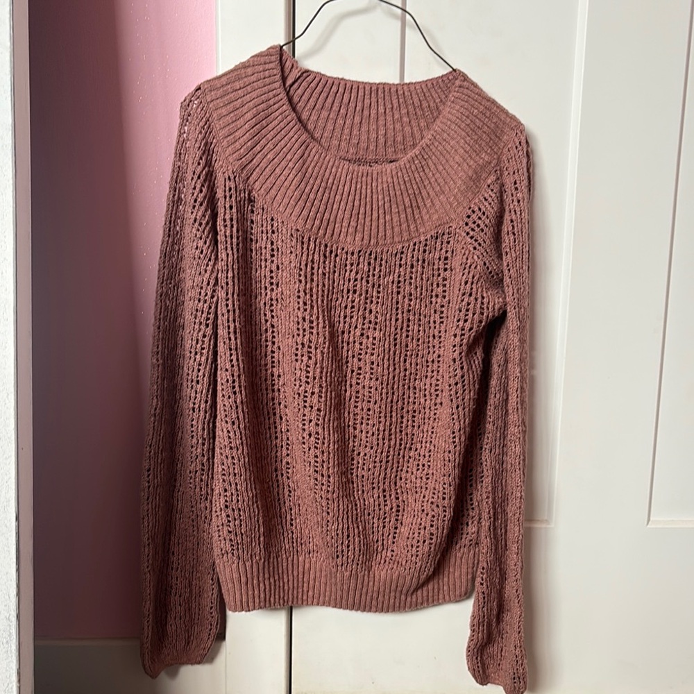 moon & madison Textured Knit Sweater - Mauve